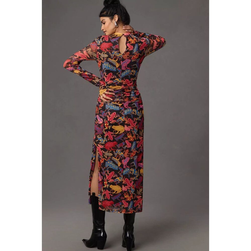Farm Rio Anthropologie Super Stretchy Lined NWT Bright FloralLong Dress Size XL - Picture 3 of 16
